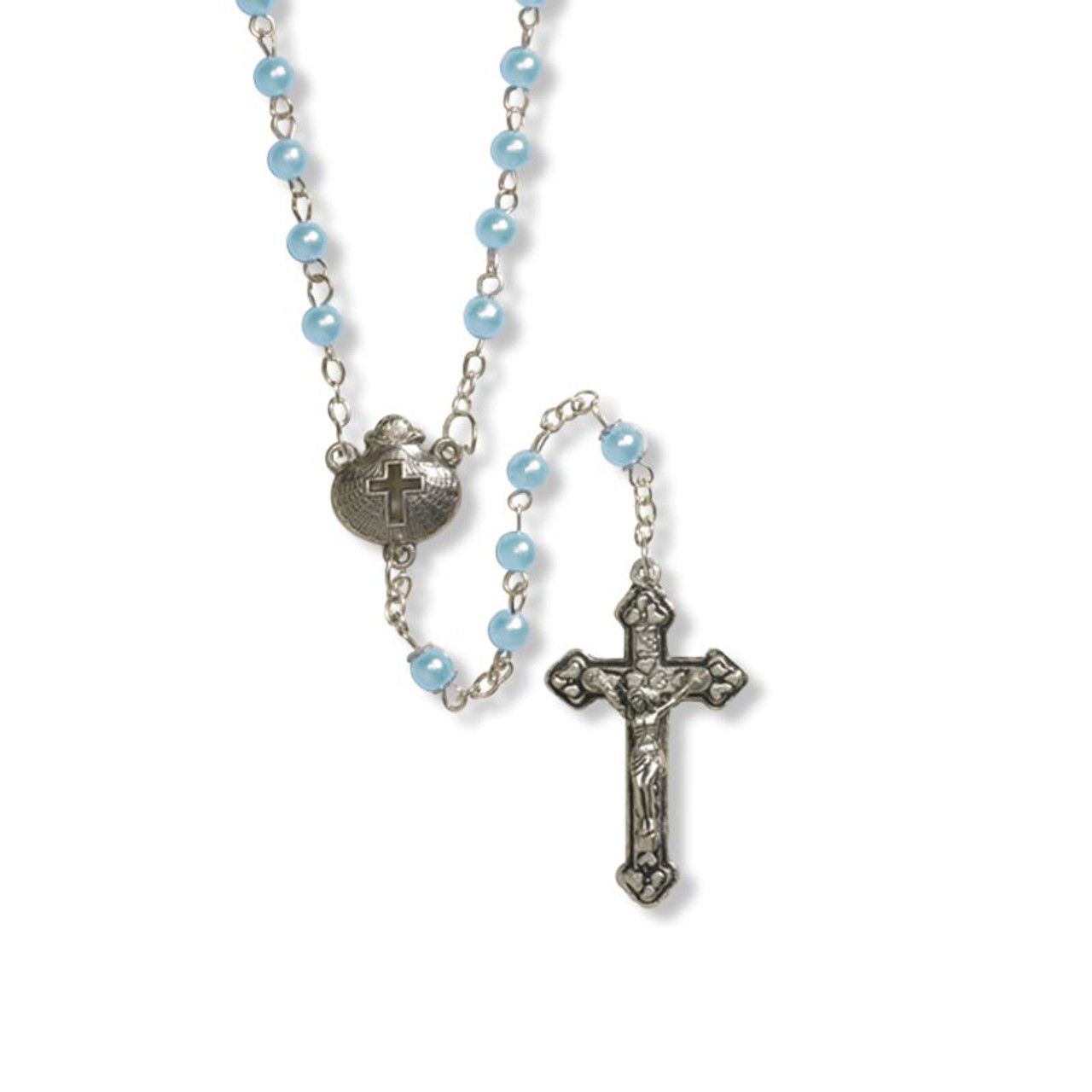      RC951 Baptism Rosary 5mm Pearl Blue