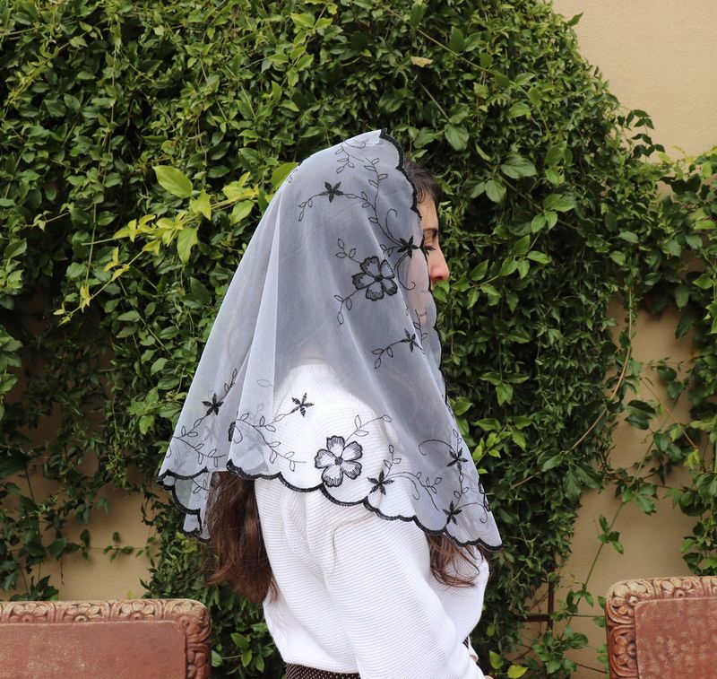     Daisy Veil White with Black Triangle