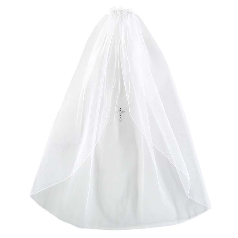 F2022 First Communion Veil Headband, Bow Pearls
