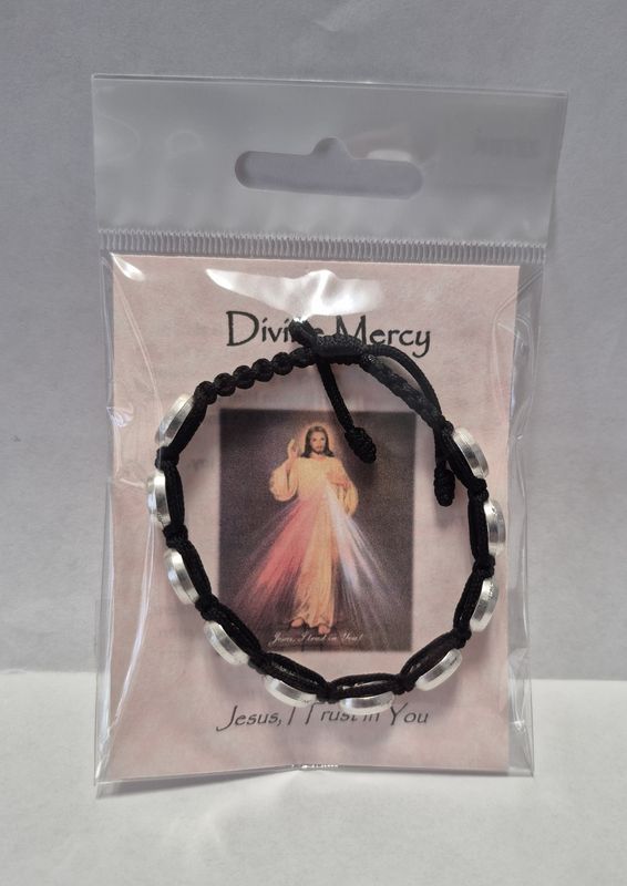      ZZ7BK Divine Mercy Corded Bracelet Black