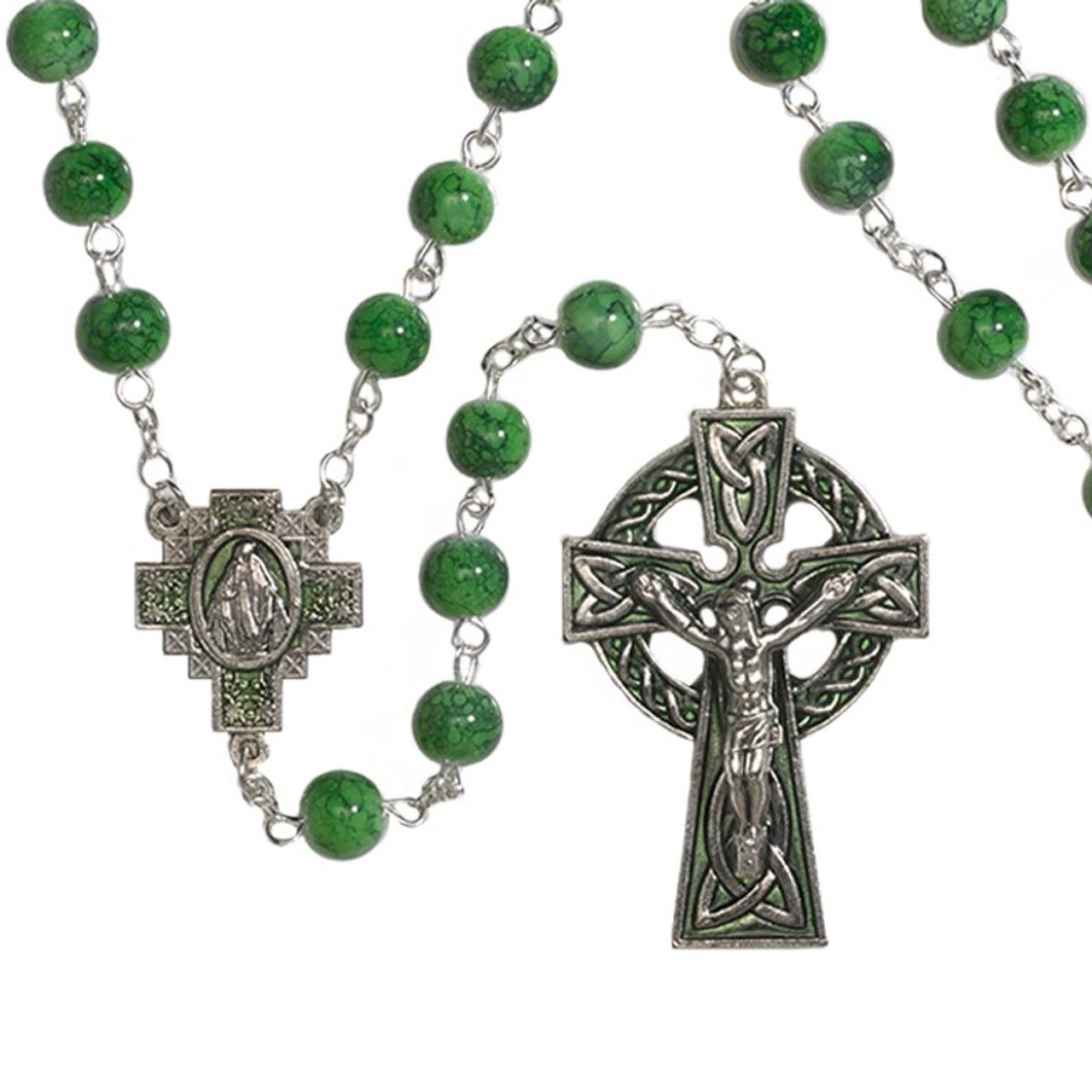      TS046 Rosary - Irish 7mm Marble