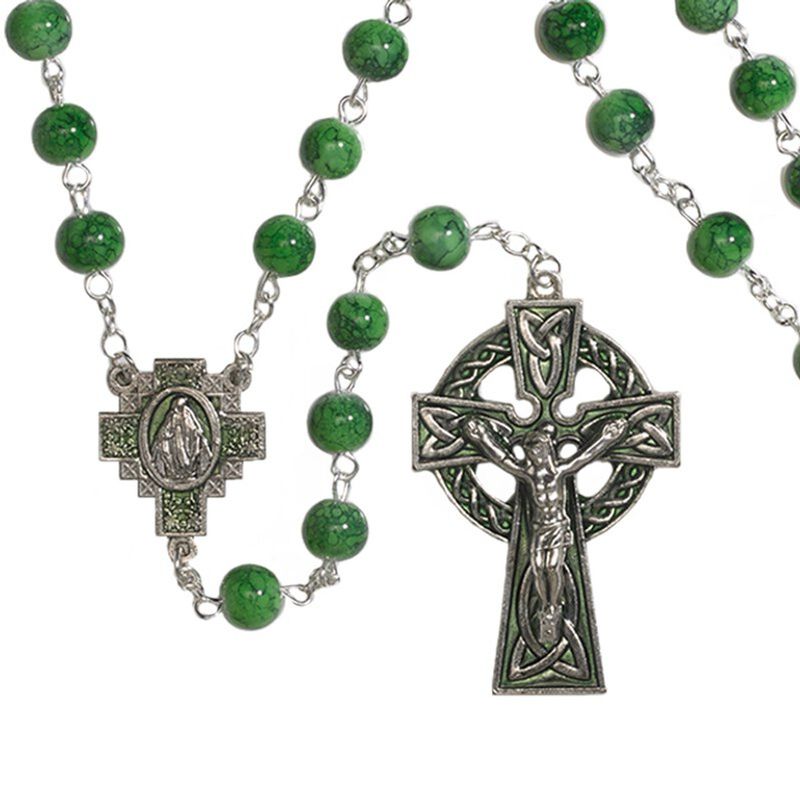      TS046 Rosary - Irish 7mm Marble