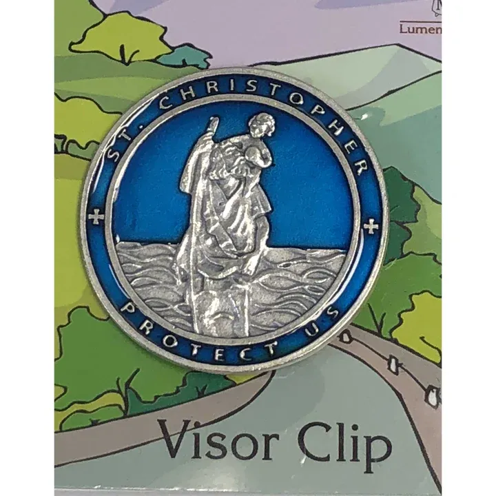       171-40-2172 Saint Christopher Blue Enamel Visor Clip