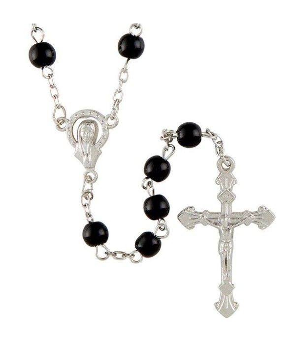       BK-12188 Black Glass bead Rosary