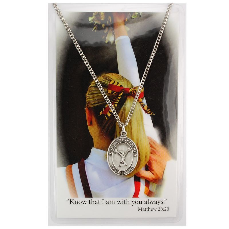       PSD676CL Cheerleading prayer card set w/medal chain