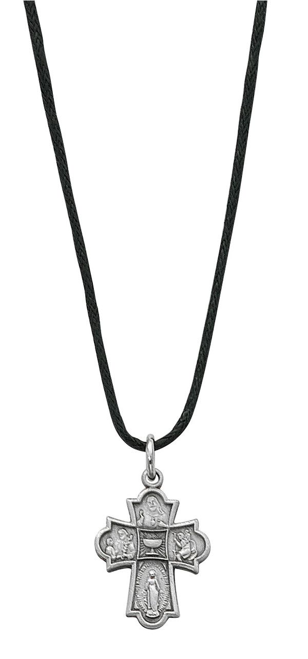 D573LC Pewter 4-Way Pendant with Leather Cord