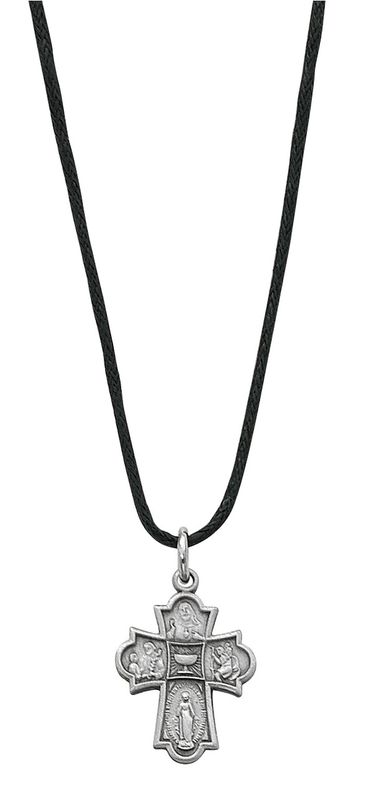 D573LC Pewter 4-Way Pendant with Leather Cord