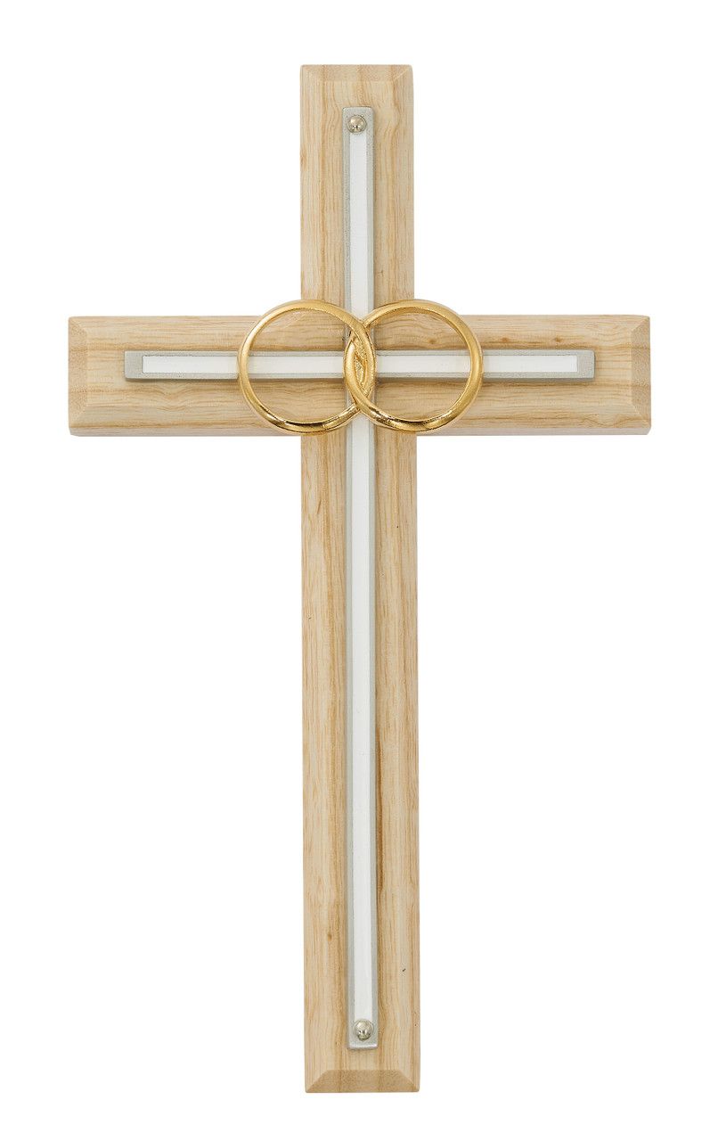      71-11 8in Oak with White Wedding Cross ***