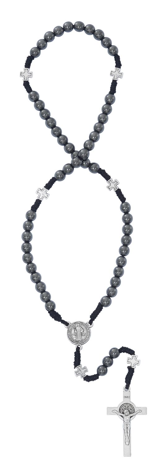     P580C 6mm Hematite Cord Rosary