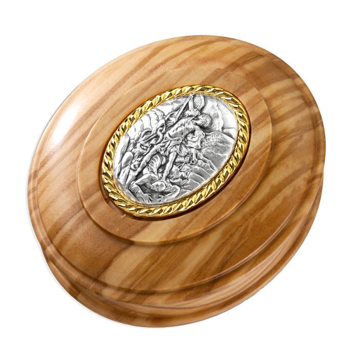      4003-330 Saint Michael Olivewood Keepsake Box