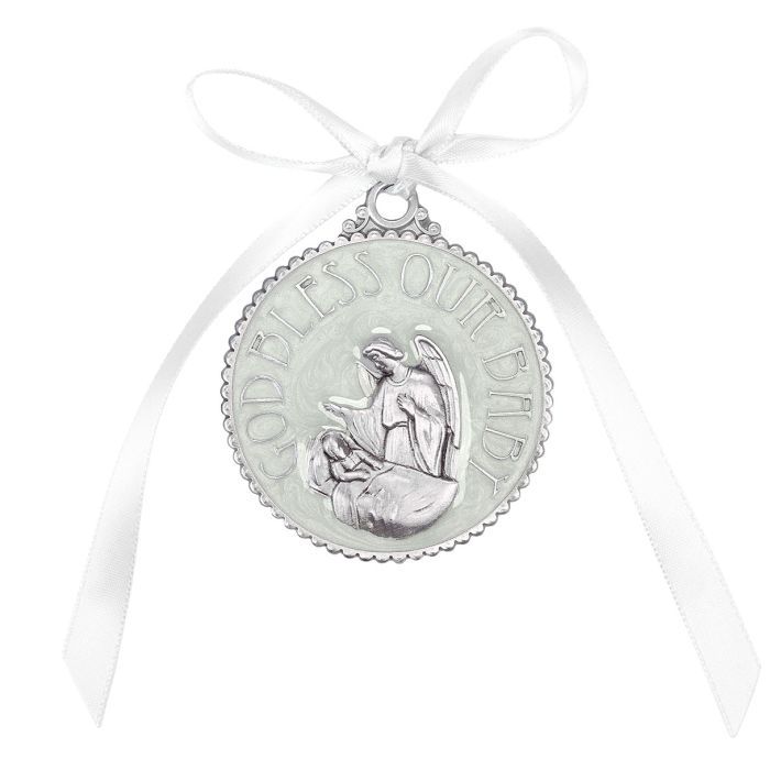      2717WT Guardian Angel Crib Medal White