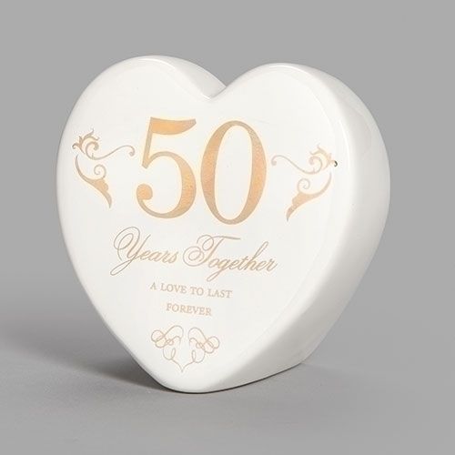 11288 3.75&quot; H 50th Anniversary Heart Ceramic