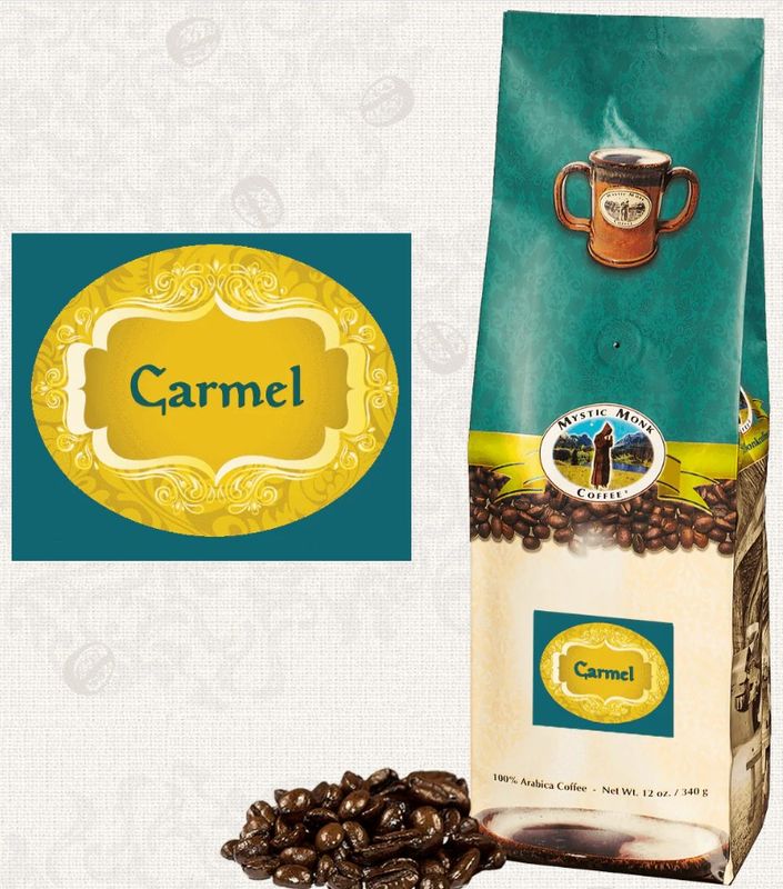 CCARMEL-RW Mystic Monk Carmel 12 oz Whole Bean Coffee