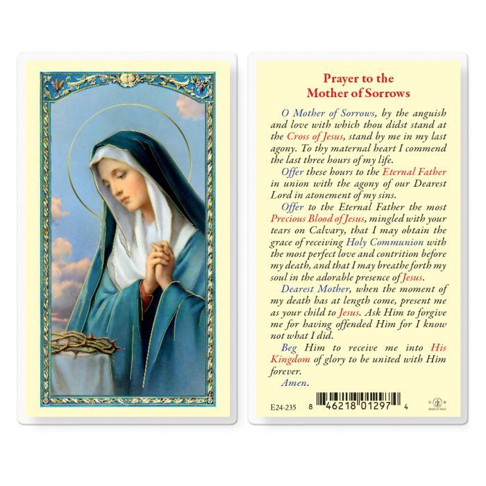 E24-235 Mother of Sorrow Holy Card (800-029)