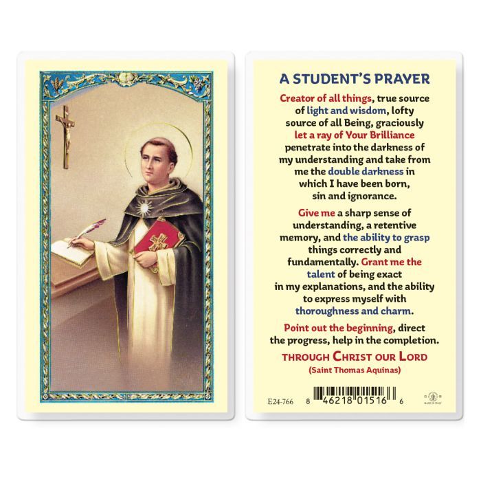 E24-766 Students Prayer with Saint Thomas Holy Card (800-290)
