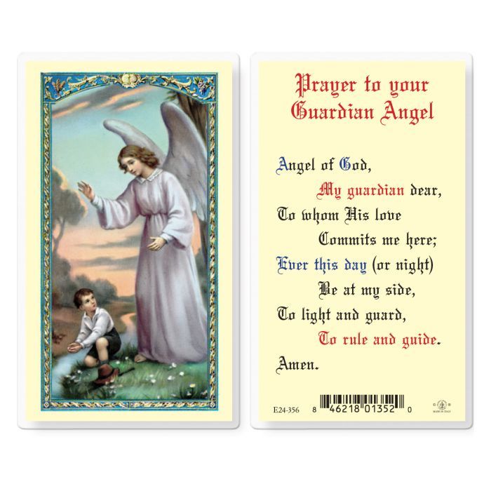      E24-356 Prayer to Guardian Angel for Boy Holy Card