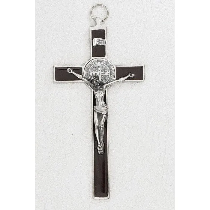 171-11-1012 8&quot; St. Benedict Cross - Brown Enamel