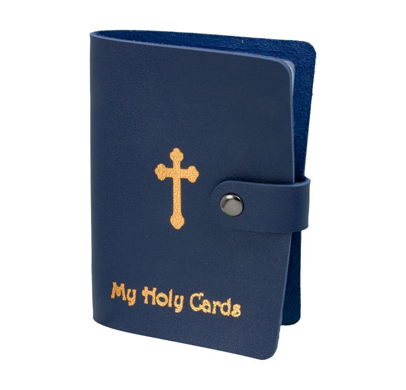 1624BL Blue Gold Stamped Holy card holder