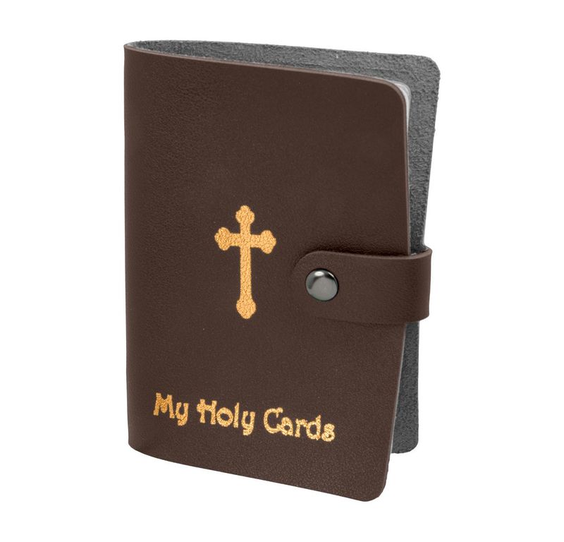 1624BN Holy Card Holder - Brown Leatherette