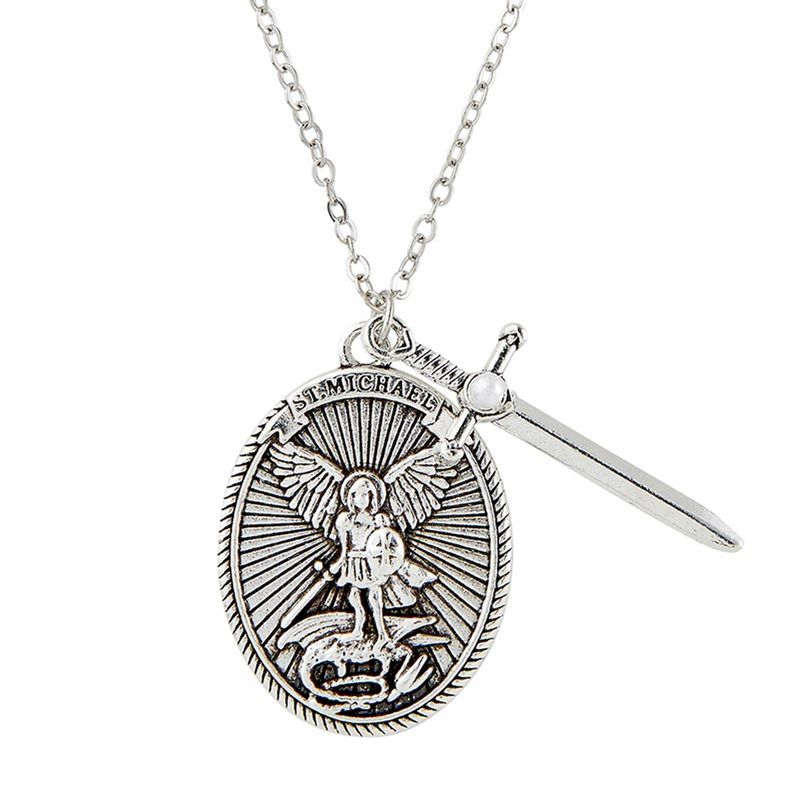 BK-18245 St. Michael metal necklace 21.5&quot;