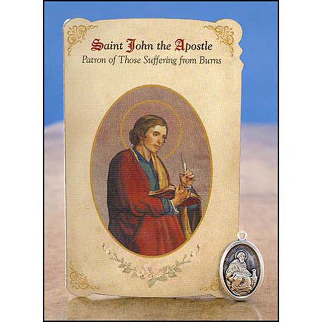 MC017 Saint John the Apostle Healing Metal Set/Holy Card Burns