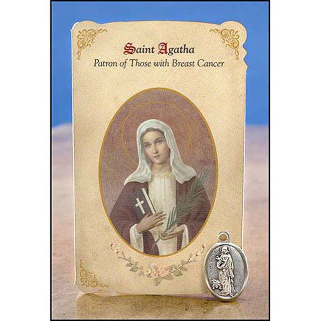 MC015 Saint Agatha Healing Metal Set/Holy Card Breast Cancer
