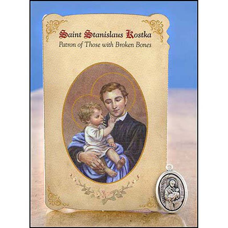 MC016 Saint Stanislaus Kostka Healing Metal Set/Holy Card Broken Bones