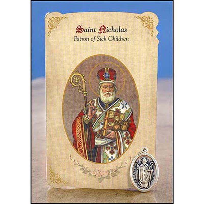 MC019 Saint Nicholas Healing Metal Set/Holy Card Sick Children
