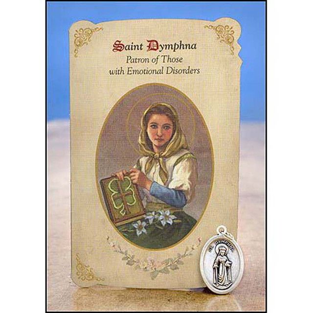 MC022 Saint Dymphna Healing Metal Set/Holy Card Emotional Disorders