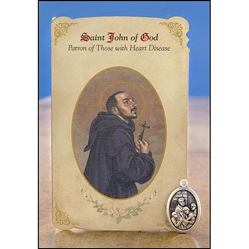 MC032 Saint John of God Healing Metal Set/Holy Card Heart Disease