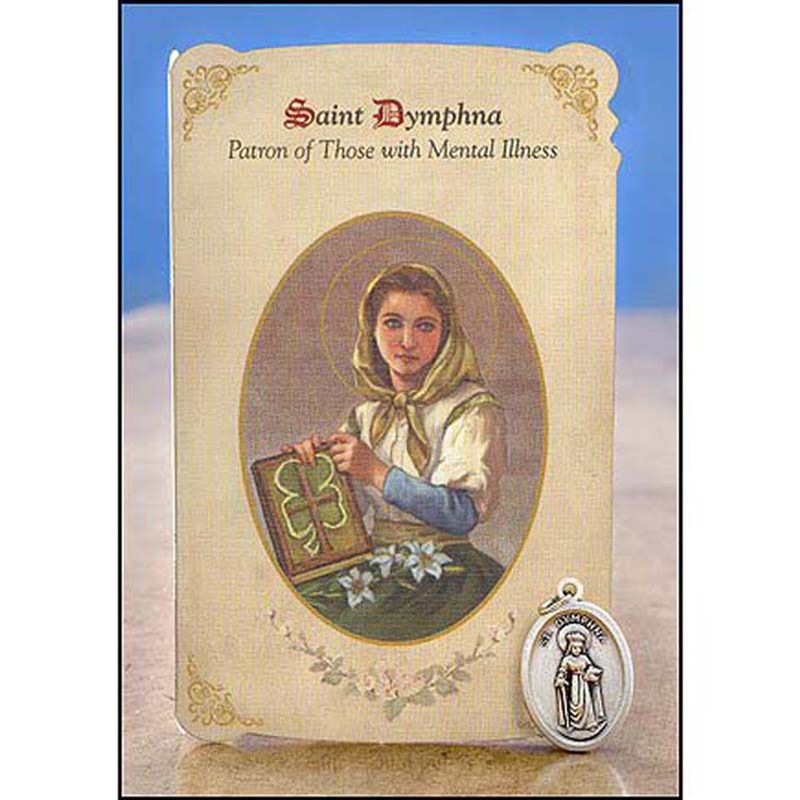 MC036 Saint Dymphna Healing Metal Set/Holy Card Mental Illness