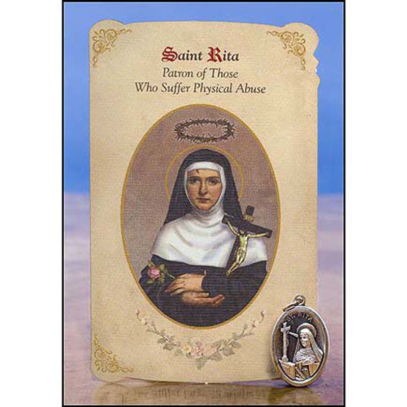MC045 Saint Rita Healing Metal Set/Holy Card Physical Abuse