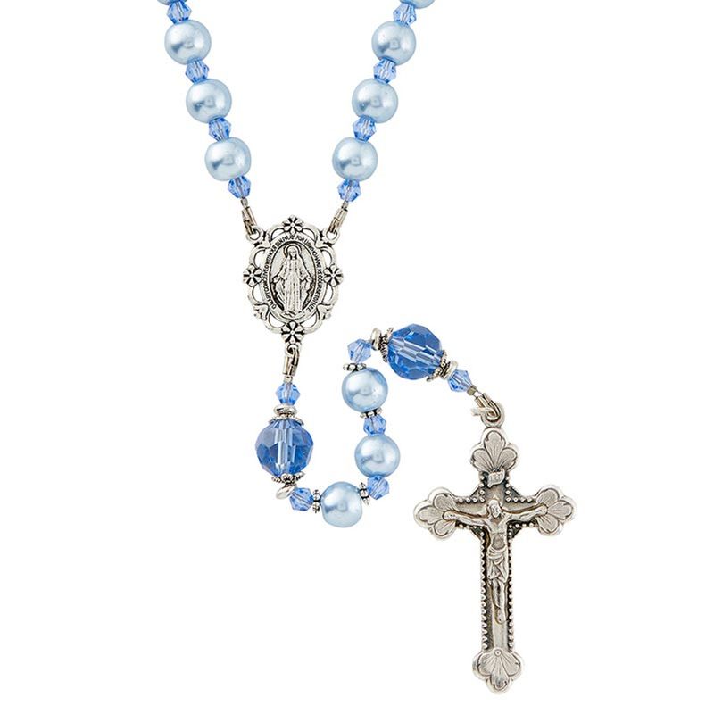 P6425 Aqua Rosary 8mm Italy
