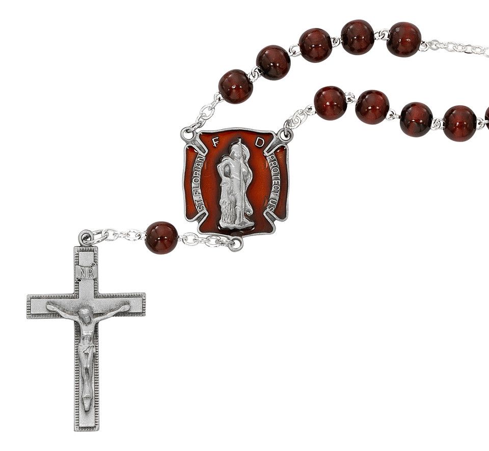 AR87C St. Florian Red Auto Rosary