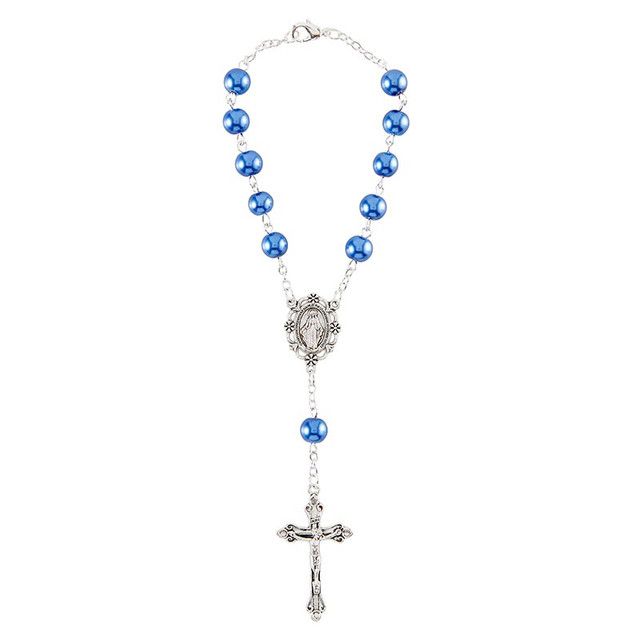      BK-18109 Blue Pearl Auto Rosary
