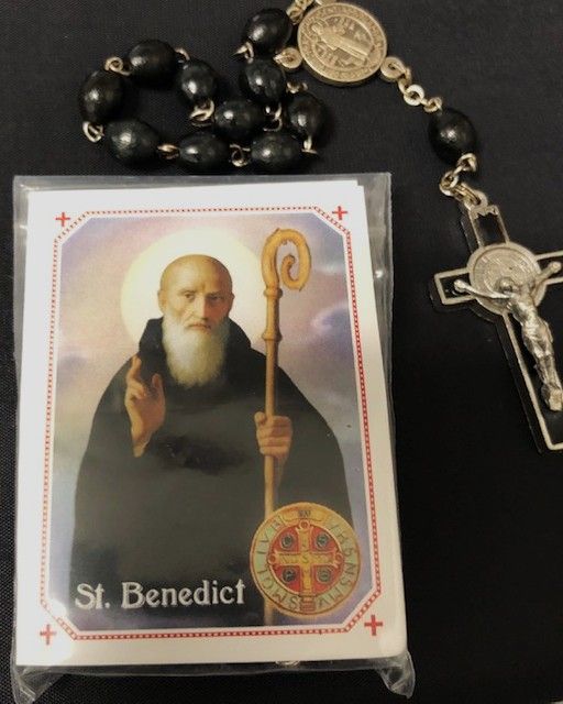 26-216-01 Saint Benedict Black Wood One-Decade Rosary