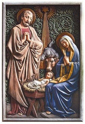       D3391 13&quot; Nativity Plaque Color ***