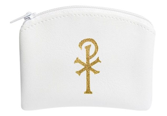      1676-02 White Rosary Case Leatherette