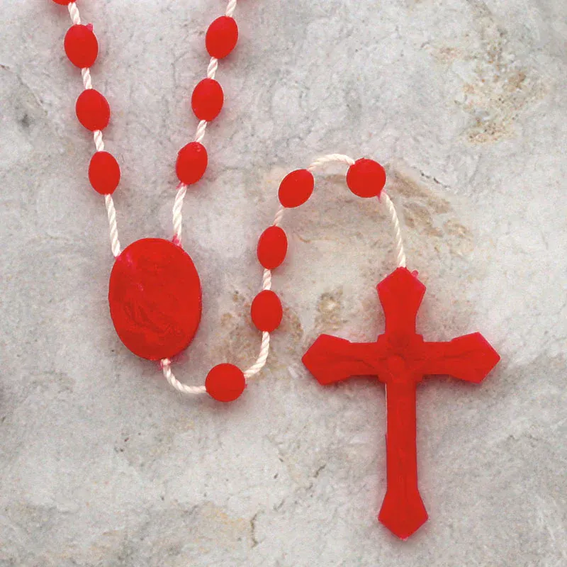0518/RD Rosary Corded Red Bagged