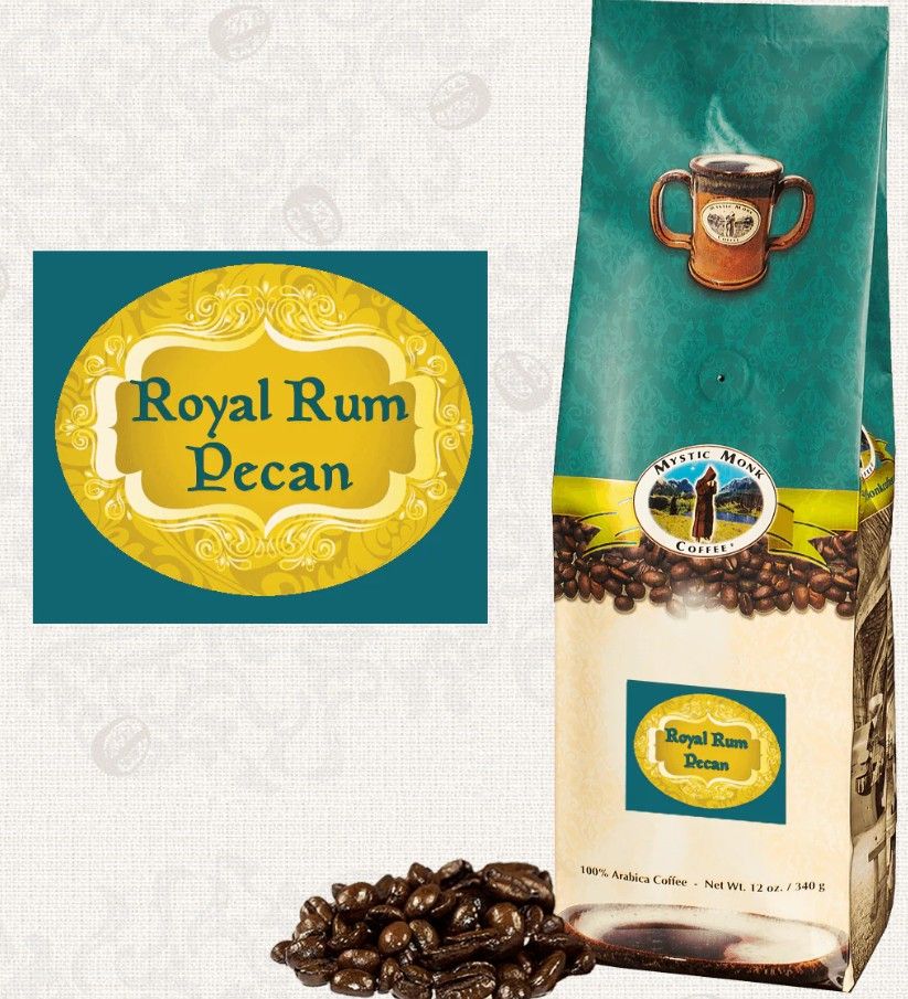CRRP-W Mystic Monk Royal Rum Pecan Whole Bean Coffee