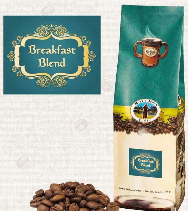 CBBL-W Mystic Monk Breakfast Blend 12 oz WHOLE BEAN Coffee