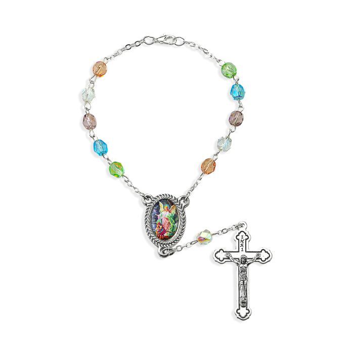 A41ML-350 Guardian Angel Auto Rosary Multi Colors ***