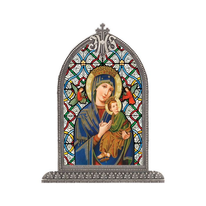 SG830-208 Our Lady of Perpetual Help Silver Arch Framed Plexiglass