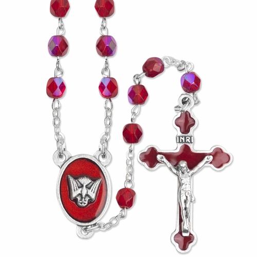 3993 Red Glass Confirmation Rosary