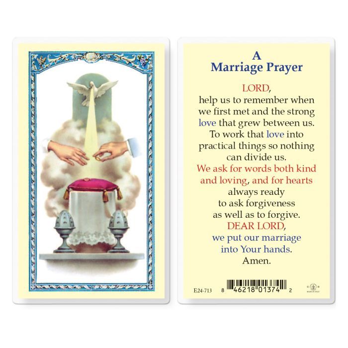      E24-713 Marriage Prayer with Wedding Symbol Holy Card (800-080)
