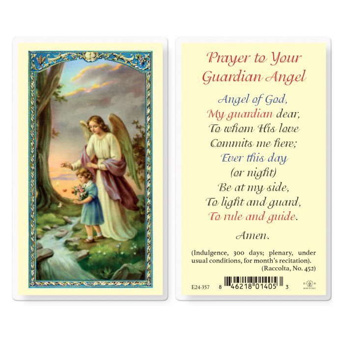     E24-357 Prayer to Guardian Angel for Girl Holy Card