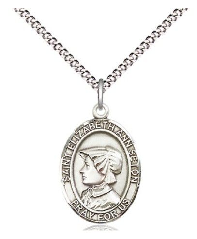 8224SS/18S SS Elizabeth Ann Seton Ovl Medal LC