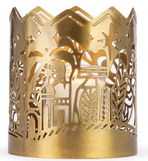 Metal Nativity Candle Sleeve