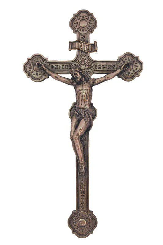 SR-75698 20in Ornate Crucifix Veronese Cast Bronze