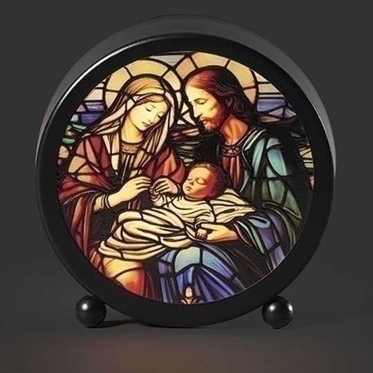 138680 Lighted Stain Glass Holy Family